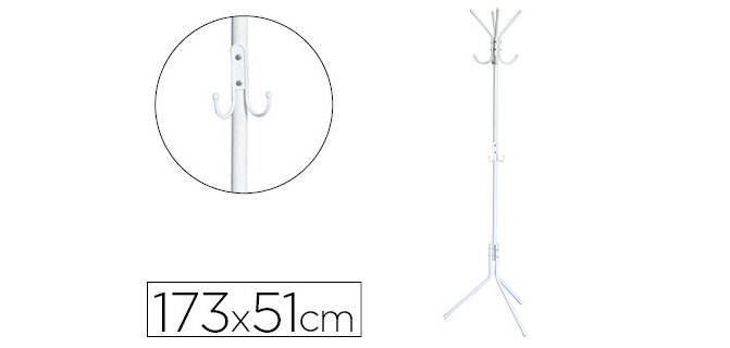 Perchero metalico q-connect blanco 8 colgadores 173x51 cm