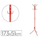 Perchero metalico q-connect rojo 8 colgadores 173x51 cm