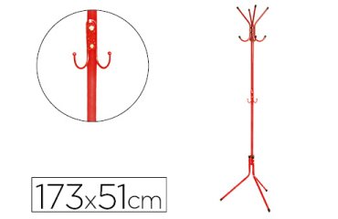 Perchero metalico q-connect rojo 8 colgadores 173x51 cm