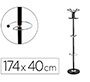 Perchero metalico q-connect negro de pie 10 colgadores y paraguero 174x40 cm