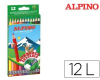 Lapices de colores alpino borrable con goma caja de 12 colores surtidos