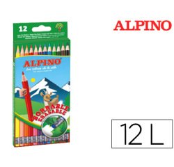 Lapices de colores alpino borrable con goma caja de 12 colores surtidos