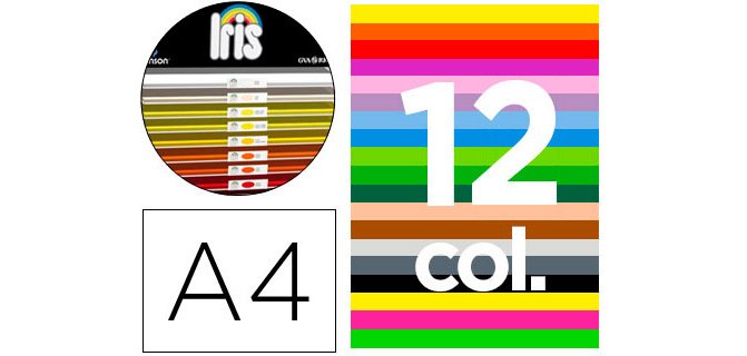 Cartulina guarro din a4 185 gr contenido \"b\" 100 hojas x 12 colores