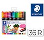 Rotulador staedtler permanente doble punta 3187 estuche de 36 unidades colores surtidos