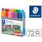 Rotulador staedtler doble punta de fibra 3200 estuche de 72 unidades colores surtidos