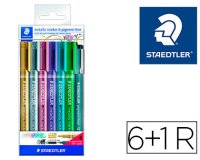 Rotulador staedtler metalico 8323 blister de 6 unidades colores surtidos + 1 rotulador calibrado 308 c2-9