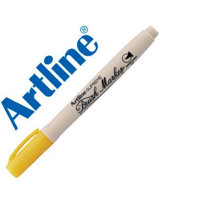 Rotulador artline supreme brush pintura base de agua punta tipo pincel trazo variable amarillo