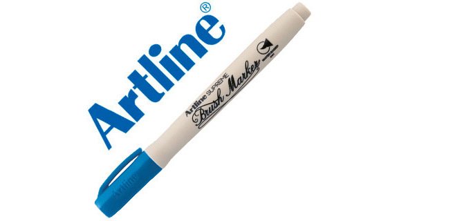 Rotulador artline supreme brush pintura base de agua punta tipo pincel trazo variable azul