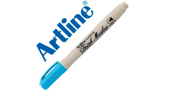 Rotulador artline supreme brush pintura base de agua punta tipo pincel trazo variable celeste