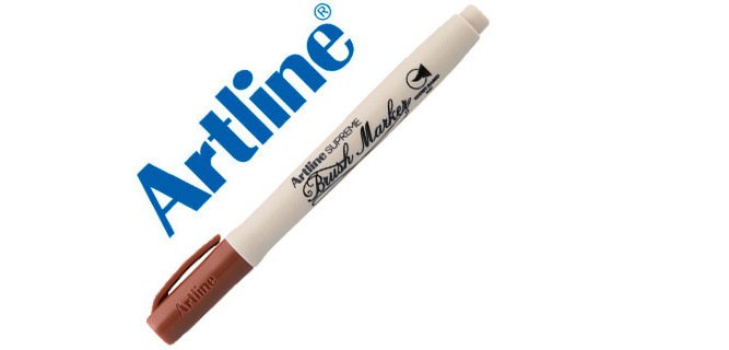 Rotulador artline supreme brush pintura base de agua punta tipo pincel trazo variable marron