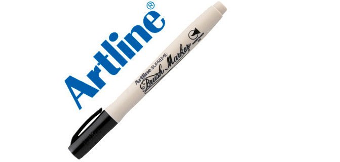 Rotulador artline supreme brush pintura base de agua punta tipo pincel trazo variable negro