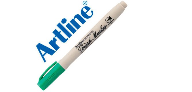 Rotulador artline supreme brush pintura base de agua punta tipo pincel trazo variable verde