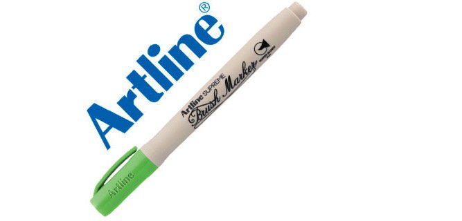 Rotulador artline supreme brush pintura base de agua punta tipo pincel trazo variable verde amarillento