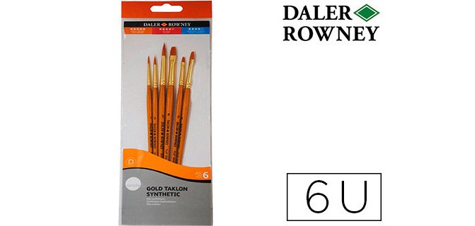 Pinceles daler rowney simply art sintentico mango corto dorado blister de 5 unidades