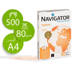 Papel fotocopiadora navigator din a4 80 gramos 2 taladros papel multiuso ink-jet y laser paquete de 500 hojas