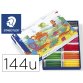 Rotulador staedtler color jumbo trazo 3 mm school pack de 144 unidades colores surtidos 12 x color