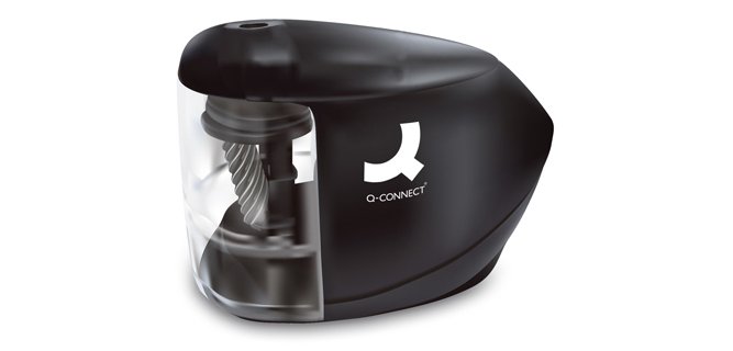 Sacapuntas q-connect kf-18571 electrico de sobremesa adaptador/pilas aa afila muela diametros 6,5 a 8 mm