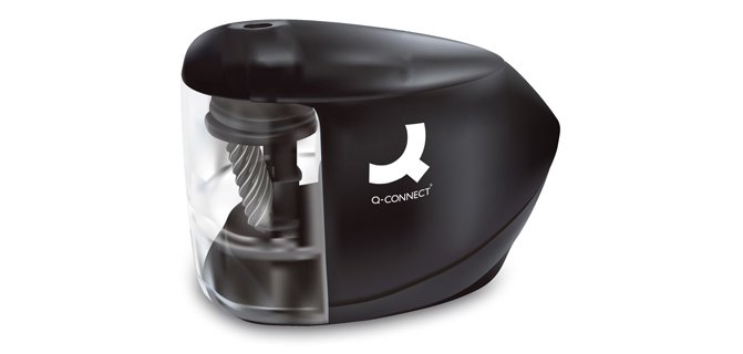 Sacapuntas q-connect kf-18571 electrico de sobremesa adaptador/pilas aa afila muela diametros 6,5 a 8 mm