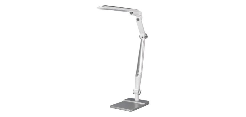 Lampara de escritorio q-connect led 9w 550 lm tactil 3 niveles color brazo y base oscilantes plateado