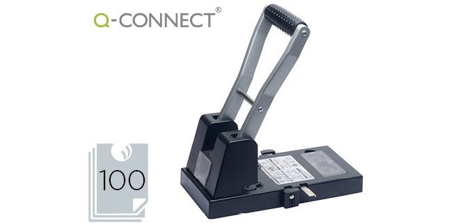 Taladrador q-connect kf18766 negro 2 taladros abertura 10 mm capacidad 100 hojas
