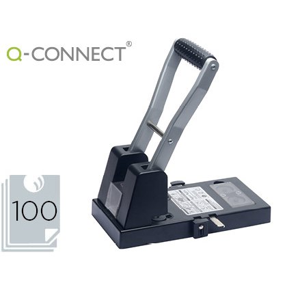 Taladrador q-connect kf18766 negro 2 taladros abertura 10 mm capacidad 100 hojas