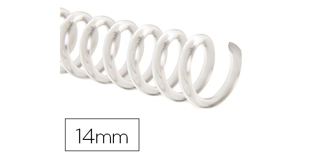 Espiral plastico q-connect transparente 32 5:1 14mm 1,8mm caja de 100 unidades