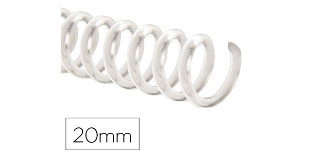 Espiral plastico q-connect transparente 32 5:1 20mm 2mm caja de 100 unidades