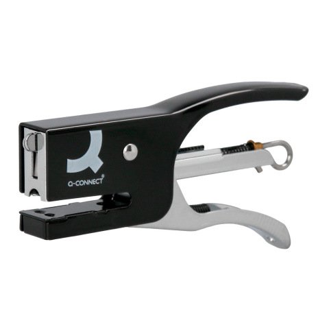 Grapadora q-connect de tenaza kf22340 metalica color negro capacidad 12 hojas usa grapas numero 10