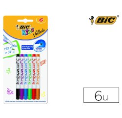 Rotulador bic kids velleda para pizarra blister de 6 unidades colores surtidos