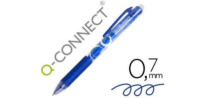 Boligrafo q-connect retractil borrable 0,7 mm