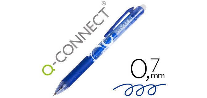 Boligrafo q-connect retractil borrable 0,7 mm