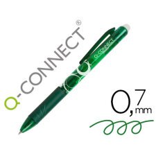 Boligrafo q-connect retractil borrable 0,7 mm color verde