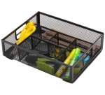 Organizador sobremesa q-connect kf17291 bandeja metalica rejilla negra con 6 departamentos 235x183x65 mm
