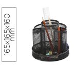 Organizador sobremesa q-connect kf17294 metalico giratorio rejilla negra 165x165x160 mm