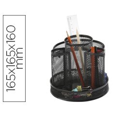 Organizador sobremesa q-connect kf17294 metalico giratorio rejilla negra 165x165x160 mm
