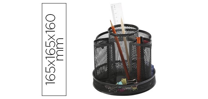 Organizador sobremesa q-connect kf17294 metalico giratorio rejilla negra 165x165x160 mm