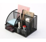 Organizador sobremesa q-connect kf17295 metalico curvo rejilla negra con 5 departamentos 220x140x130 mm