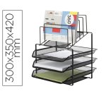 Bandeja clasificadora sobres q-connect kf17296 metalica rejilla negra 3 bandejas 300x350x420 mm