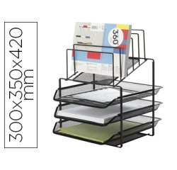 Bandeja clasificadora sobres q-connect kf17296 metalica rejilla negra 3 bandejas 300x350x420 mm