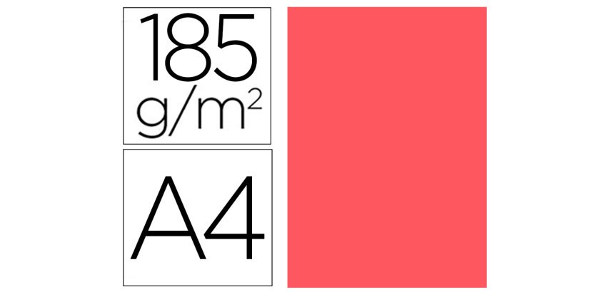 Cartulina guarro din a4 coral 185 gr paquete de 50 hojas