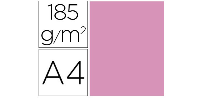 Cartulina guarro din a4 rosa chicle 185 gr paquete de 50 hojas