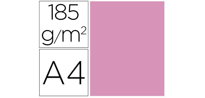Cartulina guarro din a4 rosa chicle 185 gr paquete de 50 hojas
