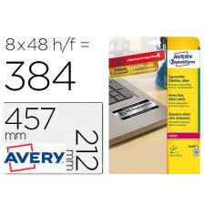 Etiqueta adhesiva resistente avery poliester plata 45,7x21,2 mm laser pack de 8 unidades