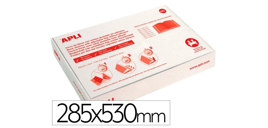 Forralibro Apli pvc con solapa ajustable adhesivo 285x530 mm