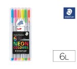 Rotulador staedtler triplus neon colours estuche de 6 unidades colores surtidos