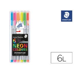 Rotulador staedtler triplus neon colours estuche de 6 unidades colores surtidos