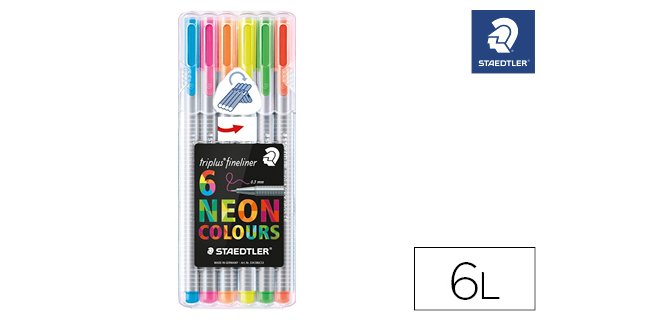 Rotulador staedtler triplus neon colours estuche de 6 unidades colores surtidos