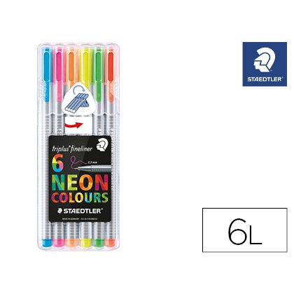 Rotulador staedtler triplus neon colours estuche de 6 unidades colores surtidos