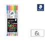 Rotulador staedtler triplus neon colours estuche de 6 unidades colores surtidos
