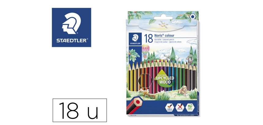 Lapices de colores staedtler upcycled wood ecologico 18 colores en caja de carton